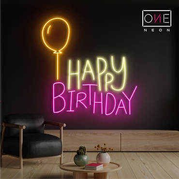 Enseigne néon LED Joyeux Anniversaire Ballon