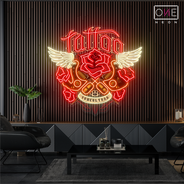 Enseigne Néon LED "Ailes de Tatouage"