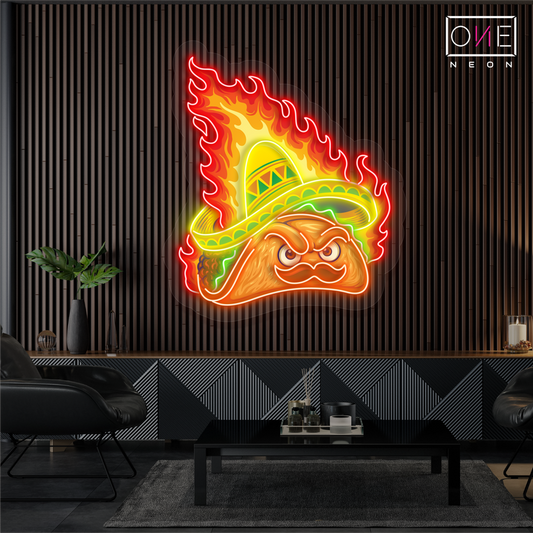Enseigne Néon LED Murale - Tacos Épicés
