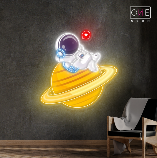 Mignonne œuvre d'art Néon LED Relax Astronaut