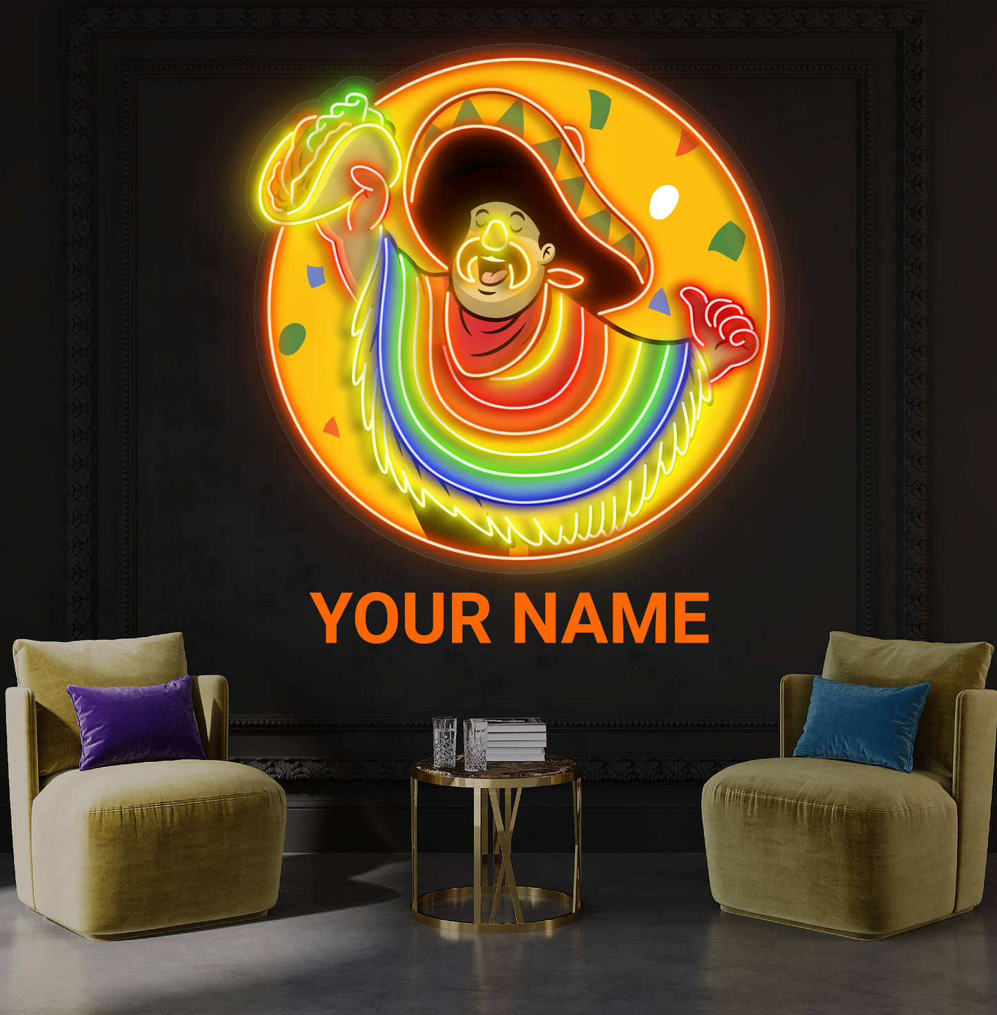 Enseigne néon LED Taco Hombre