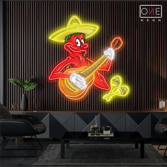 Enseigne néon LED œuvre d'art Chili Serenade