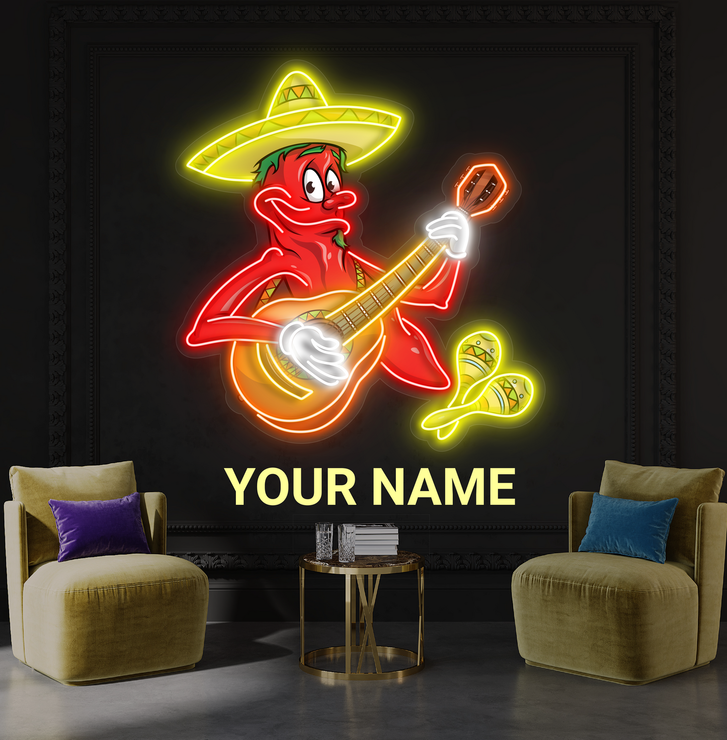 Enseigne néon LED œuvre d'art Chili Serenade