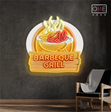 Décoration murale lumineuse néon LED en forme de barbecue