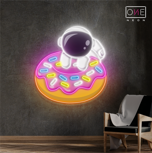 Enseigne néon LED Donut Astronaute