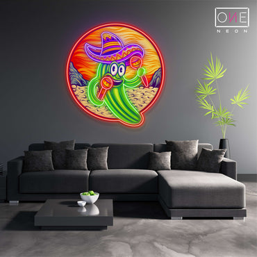 Enseigne néon LED murale drôle Cactus mexicain