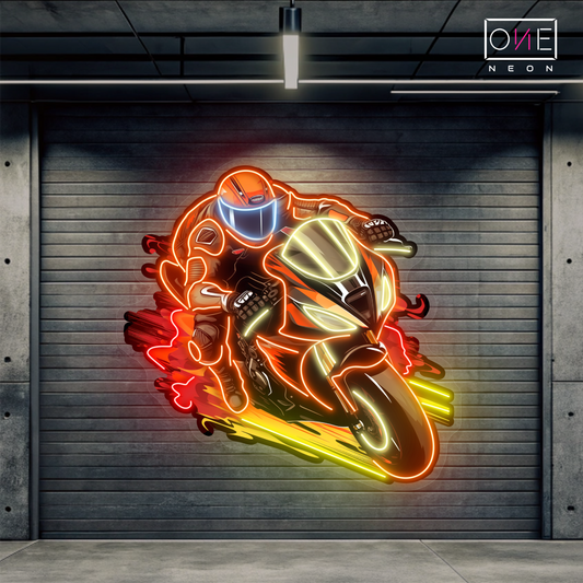 Enseigne Néon LED Artwork Flaming Rider