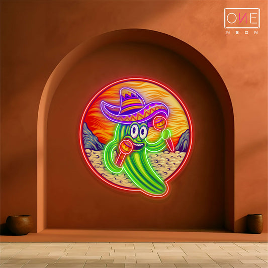 Enseigne néon LED murale drôle Cactus mexicain