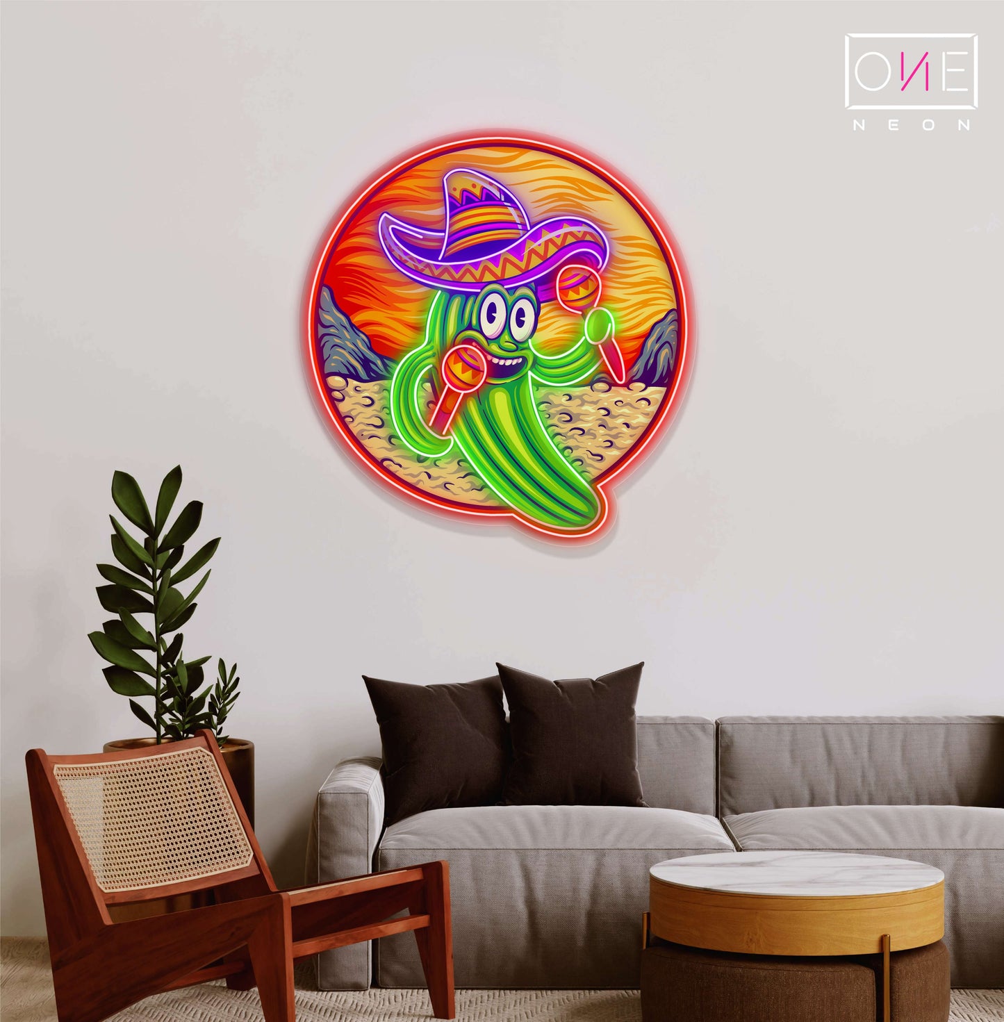 Enseigne néon LED murale drôle Cactus mexicain