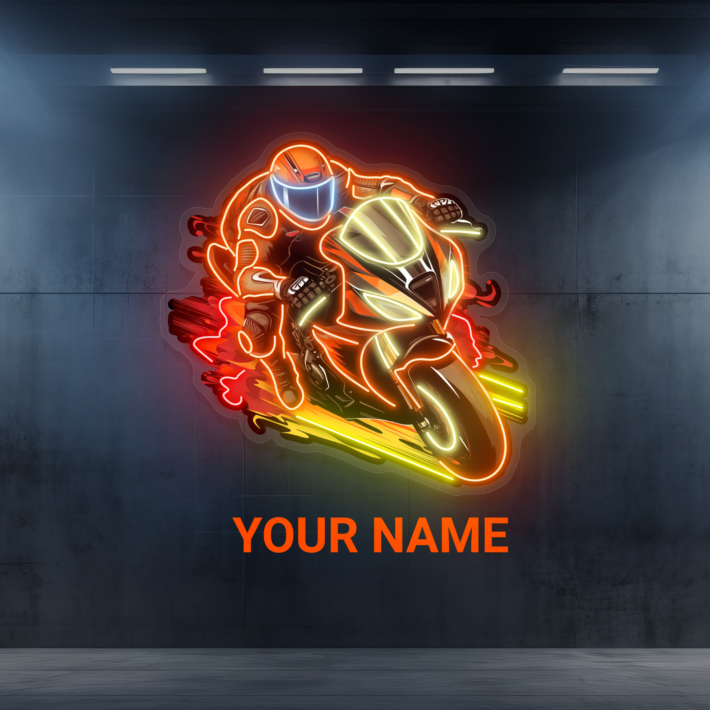 Enseigne Néon LED Artwork Flaming Rider