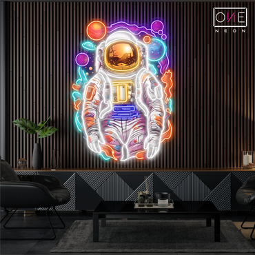 Enseigne néon LED œuvre d'art Odyssée de l'astronaute