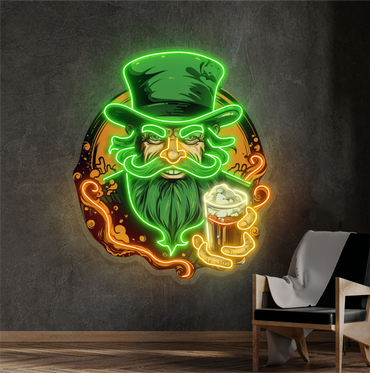 Enseigne néon LED œuvre d'art Green Beard Brew