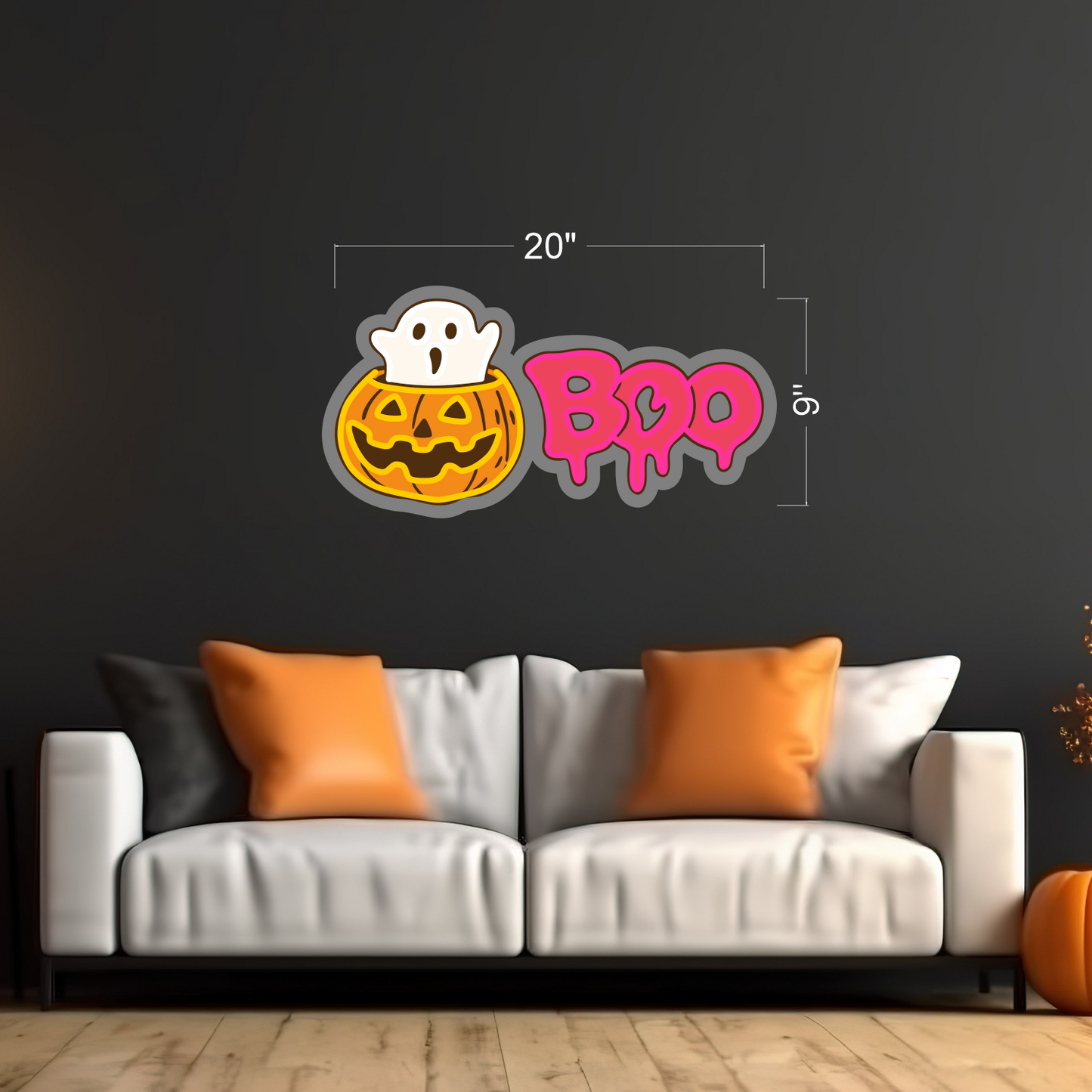 Enseigne néon LED Citrouille Boo