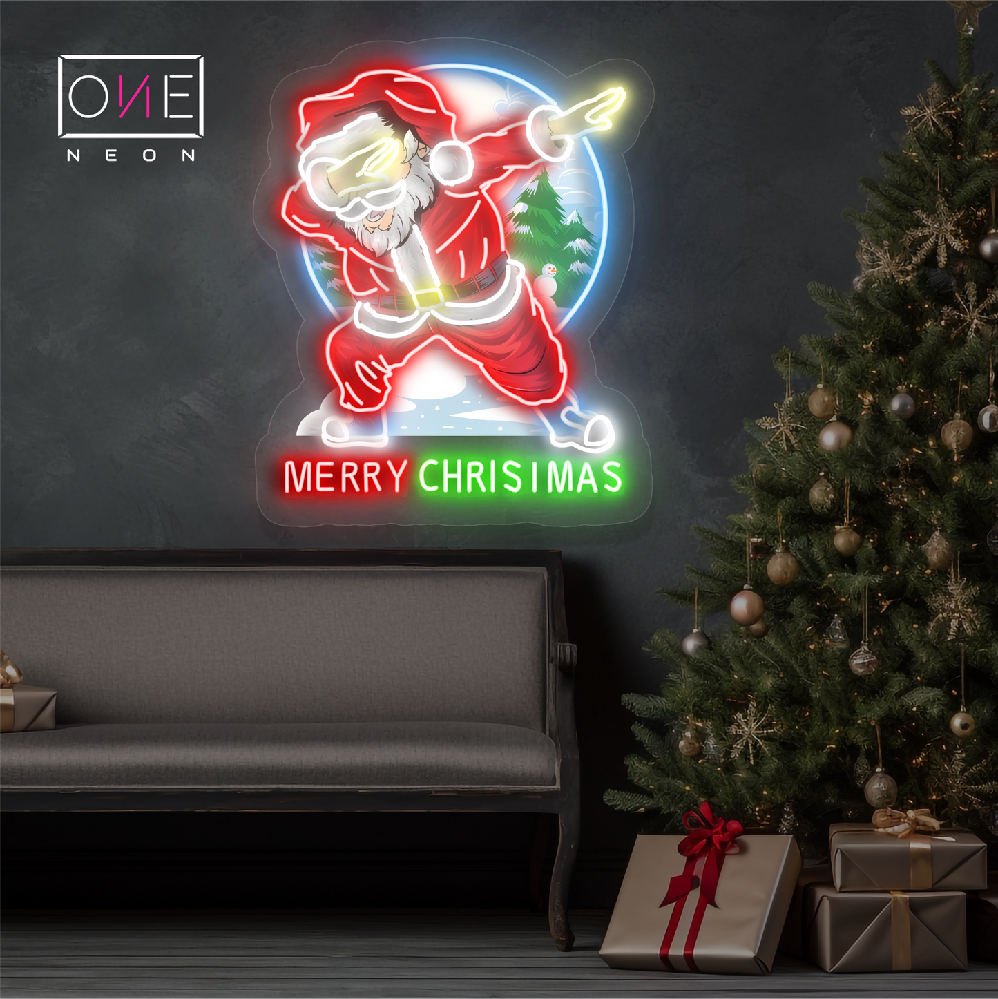 Enseigne néon LED Motif Père Noël Dabbing