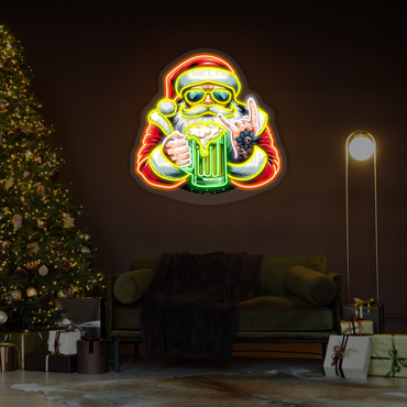 Enseigne néon LED "Merry Santa Cheers"