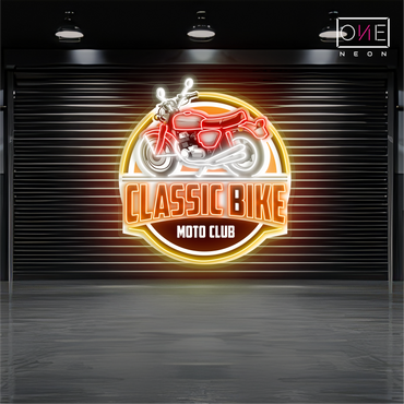 Enseigne néon LED œuvre d'art moto classique