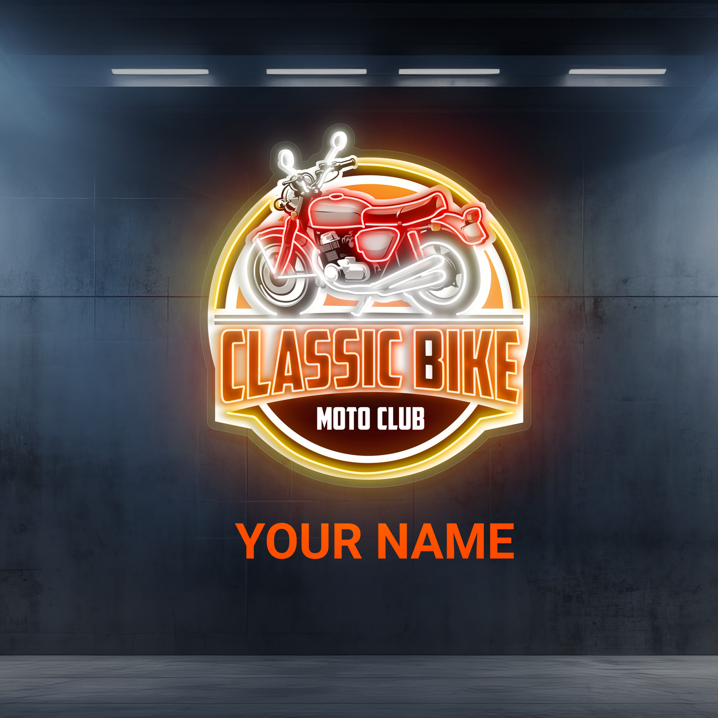 Enseigne néon LED œuvre d'art moto classique