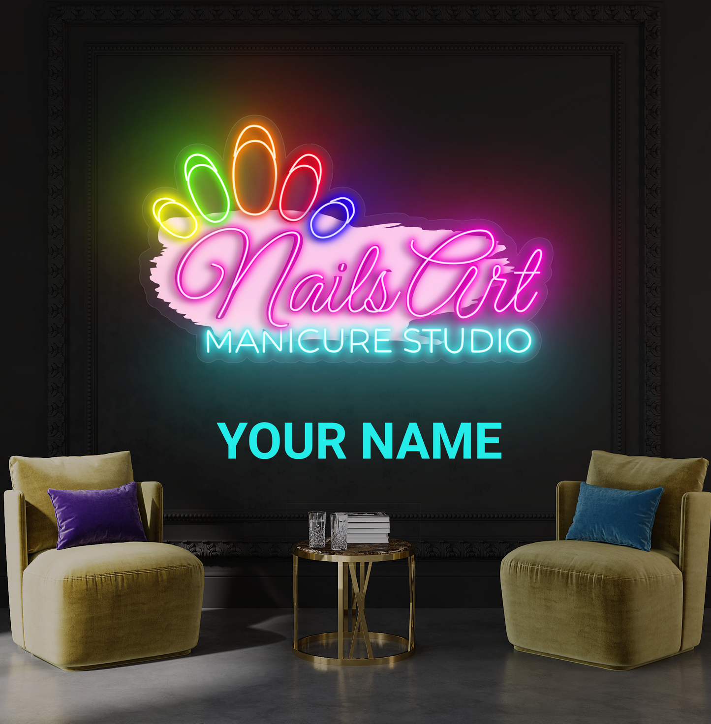 Enseigne néon LED studio de manucure et nail art