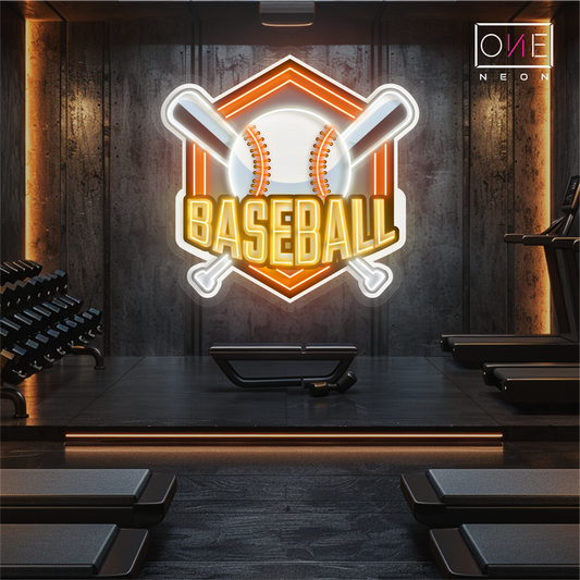Enseigne néon LED œuvre d'art de baseball