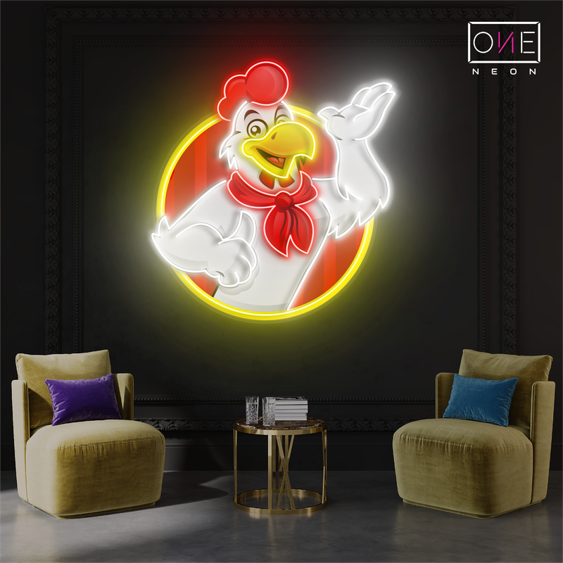 Enseigne néon LED poulet joyeux