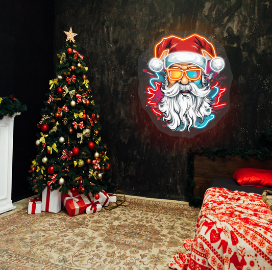 Superbe panneau LED néon Père Noël de Noël