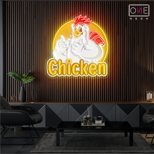 Enseigne néon LED Clucky's Chicken Art