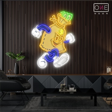 Enseigne néon LED œuvre d'art L'argent s'échappe