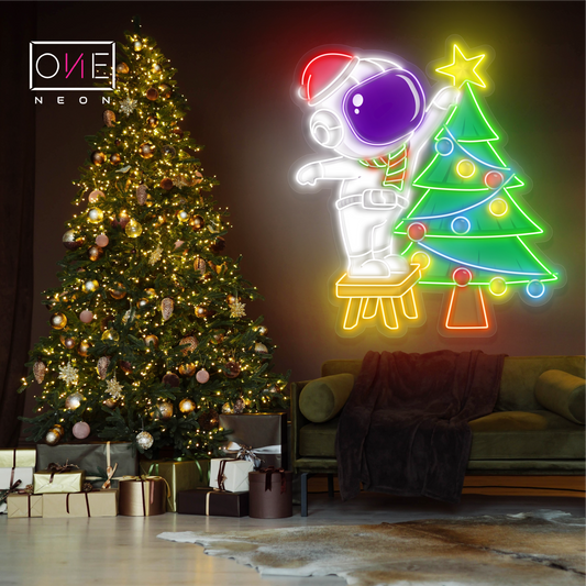 Enseigne néon LED artistique de l'astronaute de Noël