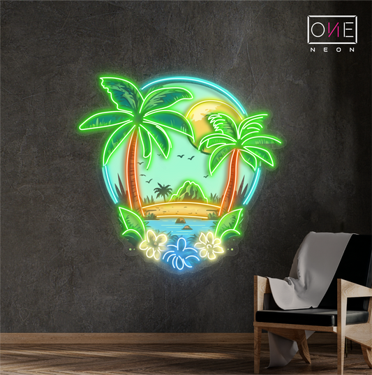 Enseigne Néon LED "Coucher de Soleil Tropical"