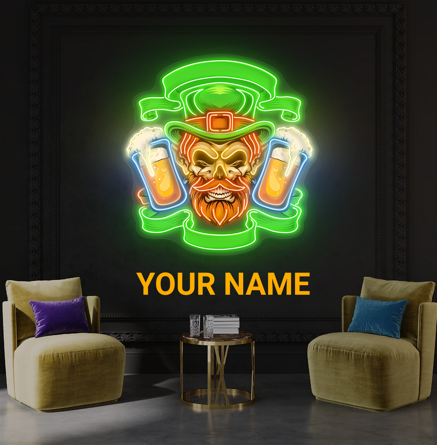 Enseigne lumineuse LED Néon "Double Pint du Leprechaun"