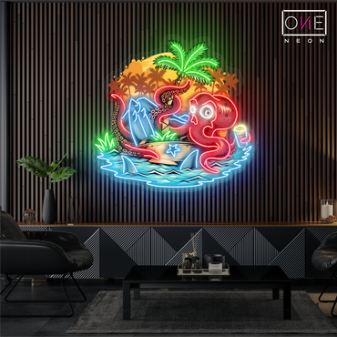 Enseigne néon LED artistique Île aux pieuvres