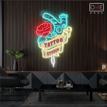 Enseigne néon LED Motif rose tatouage