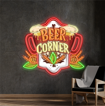 Enseigne lumineuse LED néon Coin Bière