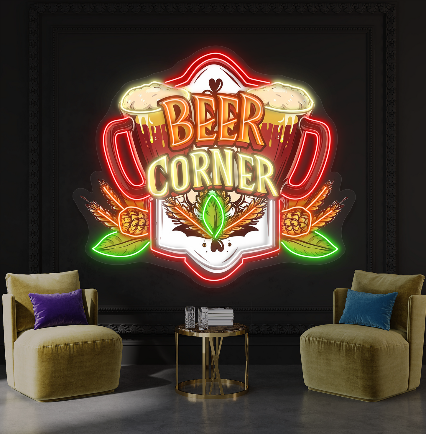 Enseigne lumineuse LED néon Coin Bière