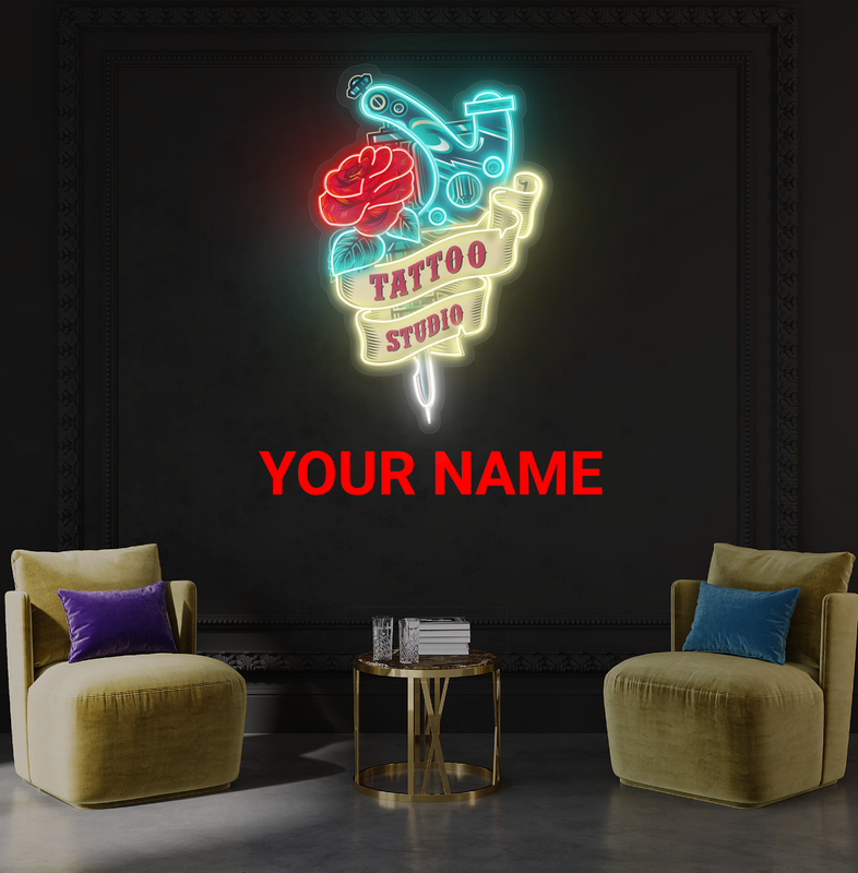 Enseigne néon LED Motif rose tatouage