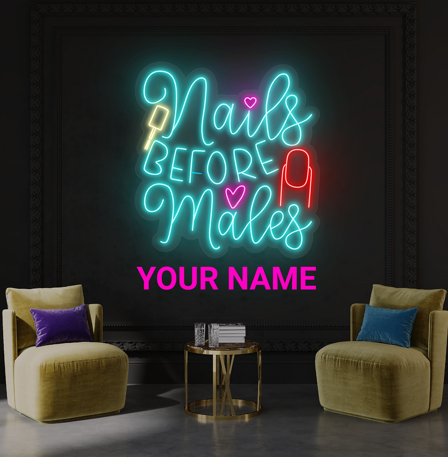 Enseigne néon LED "Nails Before Males"
