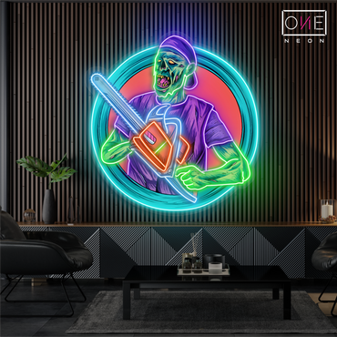 Enseigne néon LED Chainsaw Zombie Artwork