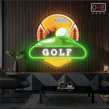 Enseigne néon LED Motif de golf en montagne