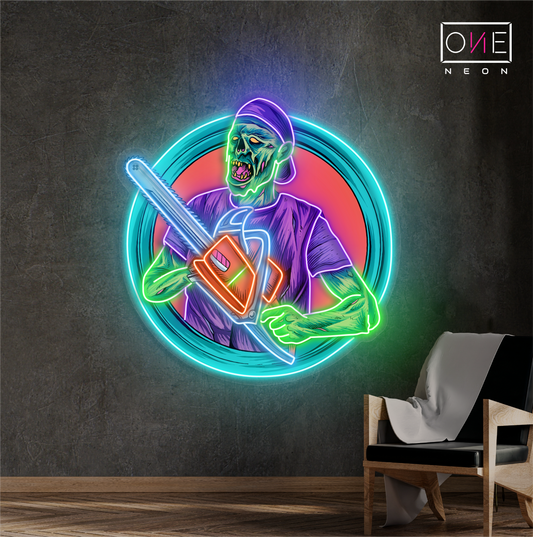 Enseigne néon LED Chainsaw Zombie Artwork