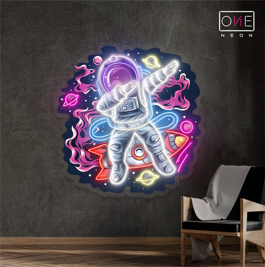 Enseigne Néon LED Artwork Astronaute Dabbing