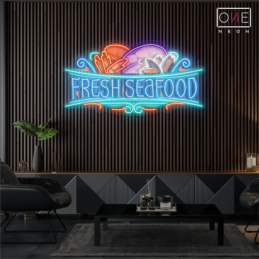Enseigne néon LED Fruits de Mer Frais