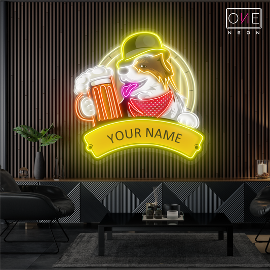 Enseigne néon LED œuvre d'art Pup's Pub