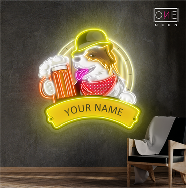 Enseigne néon LED œuvre d'art Pup's Pub