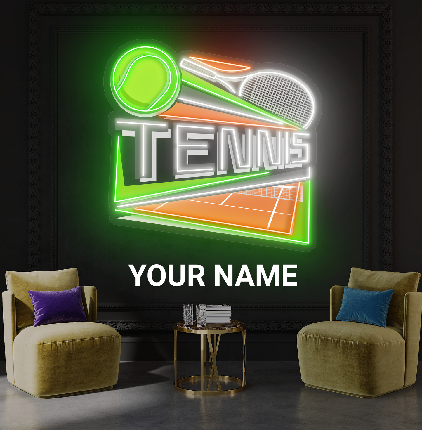 Enseigne lumineuse LED néon Court Side Tennis Artwork