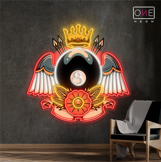 Enseigne lumineuse LED néon Queen Billiard Artwork