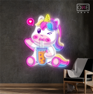 Enseigne néon LED licorne Bubble Tea
