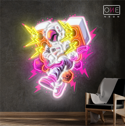 Enseigne néon LED murale - Musique Astronautique