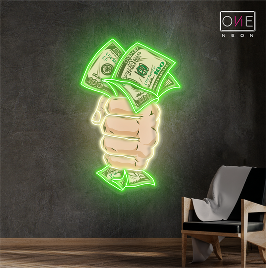 Enseigne lumineuse néon "Cash Grab Artwork"
