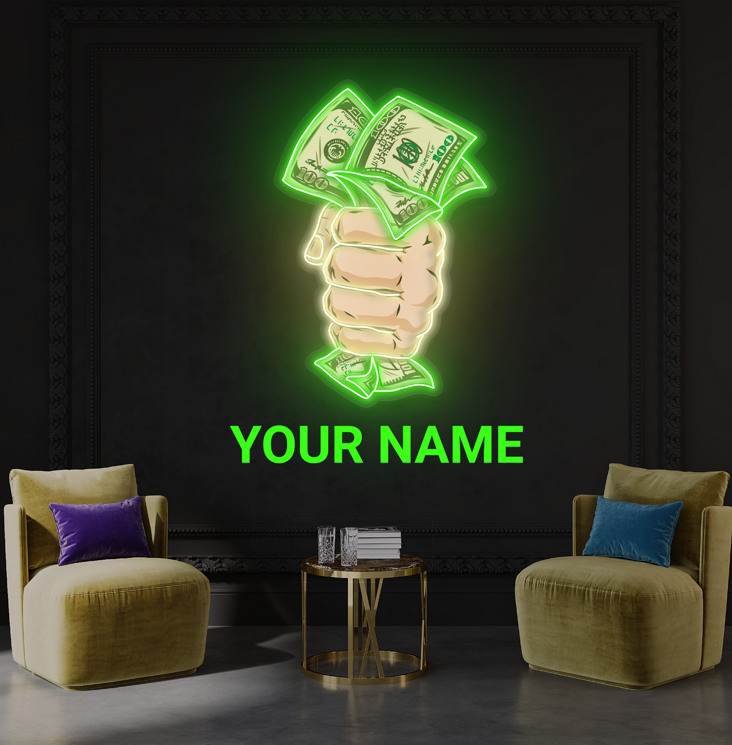 Enseigne lumineuse néon "Cash Grab Artwork"