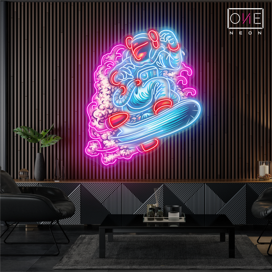 Enseigne néon LED "Surfeur galactique"